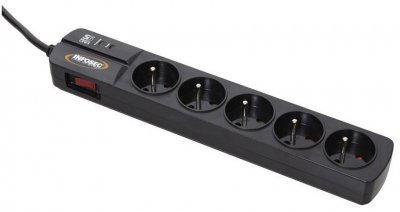 INFOSEC  - S5 Black Line II - Parasurtenseur 5 Prises - Garantie 2 ans