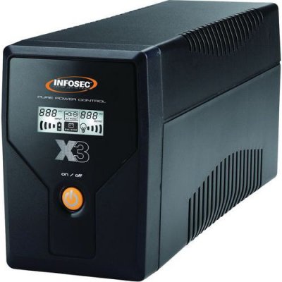 INFOSEC UPS SYSTEM Infosec X3 EX Onduleur 800 VA 2 Prises Schuko-FR RJ11-45 LCD USB Noir