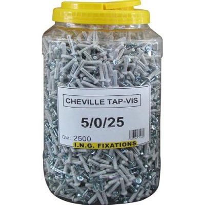 ING FIXATION  - Seau de chevilles &agrave; frapper Tap-Vis collerette plate 25mm