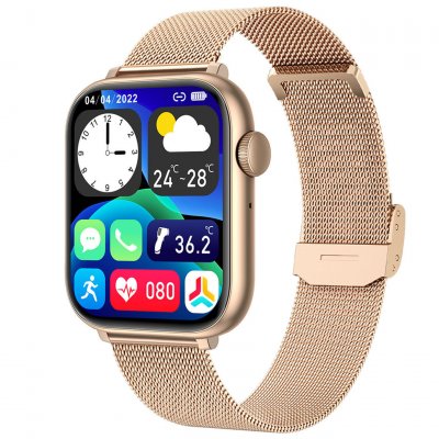  Inkasus - Montre connect&eacute;e Edition Gamma 2024 avec bracelet milanais dor&eacute;e