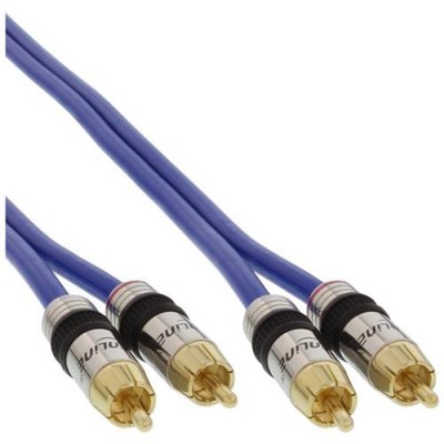 INLINE  89750P C&acirc;ble audio RCA Contacts dor&eacute;s 2x RCA M/M 0,5 m
