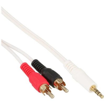 INLINE  89928W C&acirc;ble 2 Prises RCA vers Jack 3,5 mm Blanc/dor&eacute; 7,5 m