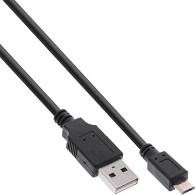 INLINE  USB A/Micro-B USB, 1 m c&acirc;ble USB USB 2.0 Micro-USB B Noir