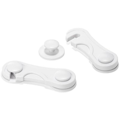 INOFIX  66513 Lot de 2 verrous de s&eacute;curit&eacute; avant Blanc 35 x 98 x 16 mm