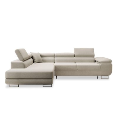 INTENSE DECO  Canap&eacute; d'angle Gauche Convertible Marius Tissu Beige