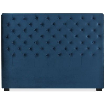 INTENSE DECO  T&ecirc;te de lit capitonn&eacute;e Constance 160cm Velours Bleu Fonc&eacute;
