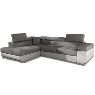 INTENSEDECO  Canap&eacute; d'angle Gauche Convertible Marius Gris et Blanc
