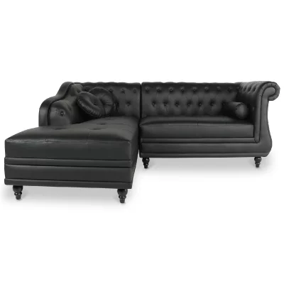 INTENSE DECO Intensedeco - Canap&eacute; d'angle gauche Empire Noir style chesterfield