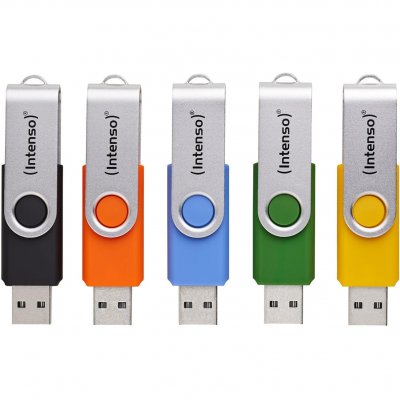 INTENSO  5 x Cl&eacute; USB Office Line, 32 Go, USB-A, 3.2 Gen 1x1, couleurs assorties - Neuf