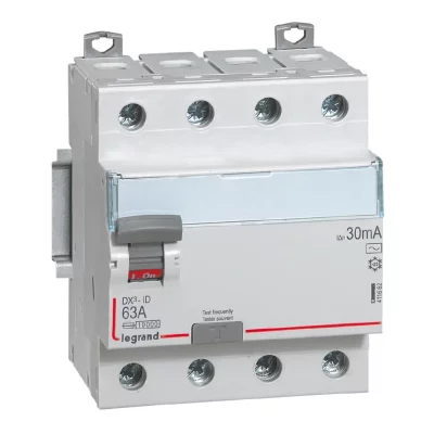 LEGRAND Inter diff dx&sup3;id arriv&eacute;e hautd&eacute;part bas vis 4p 400v 63a typeac 30ma4 modules