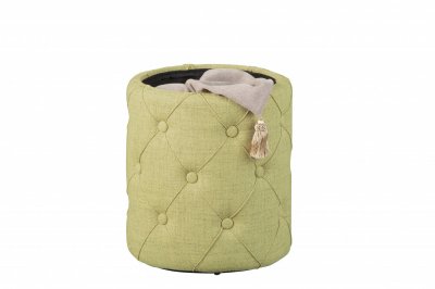 PARIS PRIX Inter Link Pouf, Tissu, Jaune-Vert, 34 x 34 x 40 cm