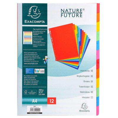EXACOMPTA Intercalaire &agrave; touche neutre en cartre lustre A4 - jeu de 12