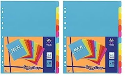VIQUEL Intercalaire A4 Maxi Coloris Fluo X12  - Le Lot De 12 Intercalaires