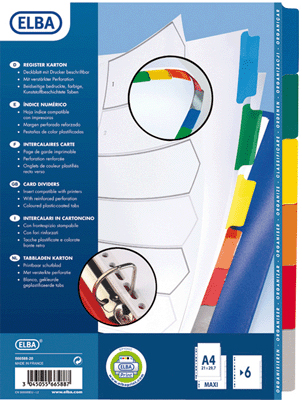 AVERY Intercalaire touches neutres  - carton Mylar - A4+ - 6 positions