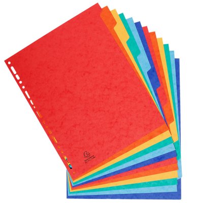 EXACOMPTA Intercalaires touches neutres  - carte lustr&eacute;e 400g - A4+ - 12 positions