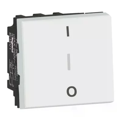LEGRAND Interrupteur bipolaire borne repiquage neutre 16ax 250v mosaic 2 mod blanc