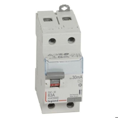 LEGRAND Interrupteur diff&eacute;rentiel - 63A - 30mA - Type AC - 230V - Vis/vis - Haut/bas