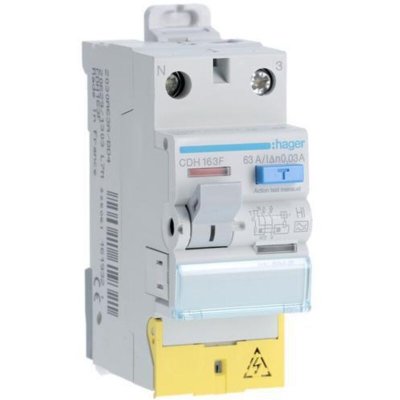 HAGER Interrupteur diff&eacute;rentiel  - 63a - 30 ma - 1 p&ocirc;le + neutre - type hpi - vis/vis
