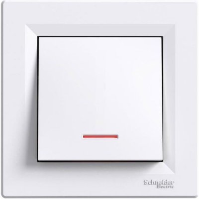 SCHNEIDER ELECTRIC Interrupteur poussoir lumineux Asfora encastrable complet - Blanc