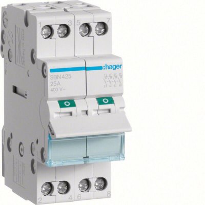 HAGER Interrupteur sectionneur t&eacute;trapolaire - 4P - 25A - 440V - 50/60 Hz