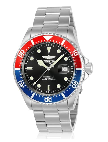 INVICTA  Pro Diver - Montre Homme Quartz en Acier Inoxydable - 43 mm, Rouge / Bleu