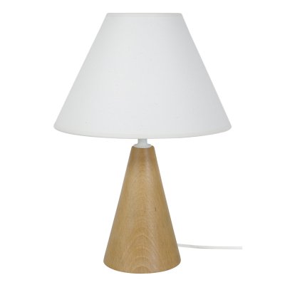 TOSEL IRINA - Lampe de chevet conique bois naturel et &eacute;cru