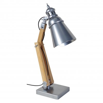 TOSEL IRON - Lampe de bureau articul&eacute; bois naturel et aluminium