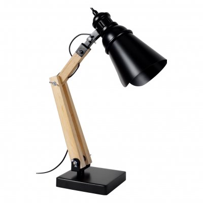 TOSEL IRON - Lampe de bureau articul&eacute; bois naturel et noir