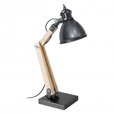 TOSEL Iron - lampe de bureau articul&eacute; m&eacute;tal naturel et anthracite 90376