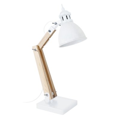 TOSEL IRON - Lampe de bureau articul&eacute; m&eacute;tal naturel et blanc