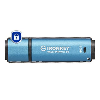 KINGSTON Ironkey vault privacy 50 kvp50 64go 250mo/s usb 3.2 bleu