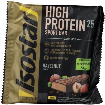 ISOSTAR  High Protein 25 Sport Barre Prot&eacute;in&eacute;e Noisette 3 unit&eacute;s