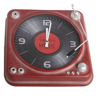 LOLAHOME Ixia Pendule m&eacute;tal Vieille platine vinyle