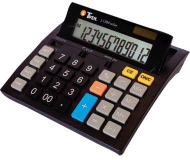 TWEN J 1200 Calculatrice de bureau noir Ecran: 12 solaire, &agrave; pile(s) (l x H x P) 141 x 25 x 151 mm