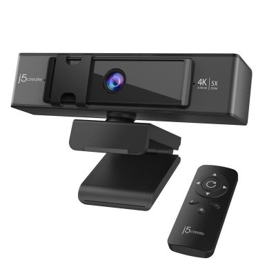 J5CREATE  JVCU435-N Webcam USB&trade; 4K Ultra HD avec t&eacute;l&eacute;commande de zoom num&eacute;rique 5x - Neuf