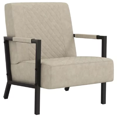 VIDAXL Jack - fauteuil lounge velours gris clair et m&eacute;tal noir