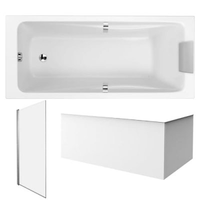 Jacob delafon baignoire droite odeon up + pare bain et tablier acrylique, 160 x 75