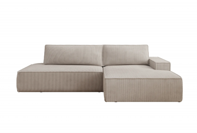 CASANOVA PARIS Jade - Canap&eacute; D'angle Convertible Velours C&ocirc;tel&eacute; 4 Places Beige Droit
