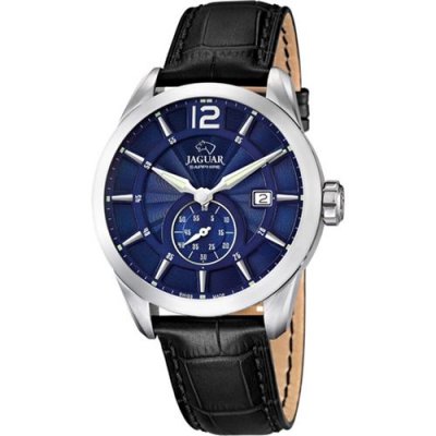 JAGUAR  Watches J663/2 Montre Bracelet en Cuir pour Homme Noir, Bleu/Noir, Bracelet