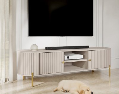 BESTMOBILIER Jaime - Meuble Tv 175 Cm - 2 Portes Et 2 Niches - Beige