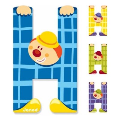 GENERIQUE JANOD Lettre d&eacute;corative Clown H en bois