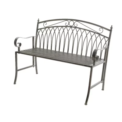 JARDIDECO  - Banc de jardin en m&eacute;tal gris - Anthracite