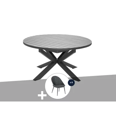 JARDILINE  Table jardin ronde alu gris Palma