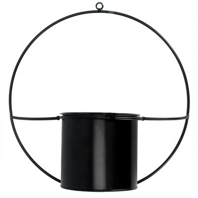 ESSCHERT DESIGN Jardini&egrave;re d&eacute;co ronde d'int&eacute;rieur en m&eacute;tal noir Fixation murale Noir