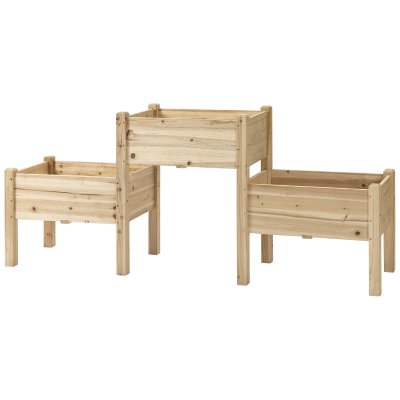 OUTSUNNY Jardini&egrave;re sur pieds 2 &eacute;tages bois sapin pr&eacute;-huil&eacute;