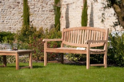 MACABANE JAVA Banc en teck massif ovale 150 x 98 x 50 cm JARDITECK