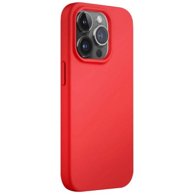 JAYM  Coque pour Apple iPhone 14 Premium Silicone Microfibre Rouge