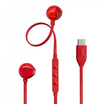 JBL  Tune 305 C Rouge - Ecouteurs filaire type-C