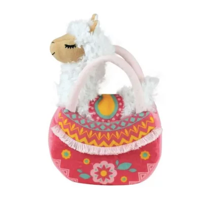 JEMINI  peluche Lola lama avec sac &agrave; main filles 24 cm blanc/rose