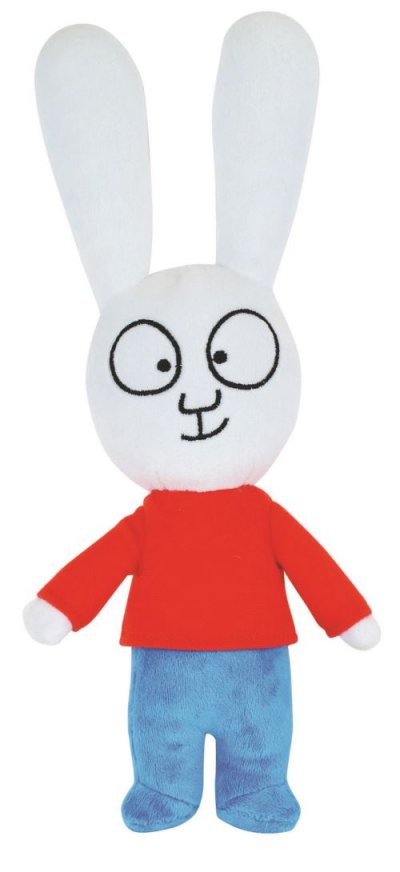 JEMINI - Simon Lapin en Peluche +/-27 cm, 023429, Blanc/Bleu/Rouge